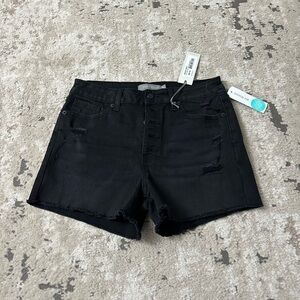 Just USA High Rise Button Fly Black Denim Shorts | Size 10 | NWT